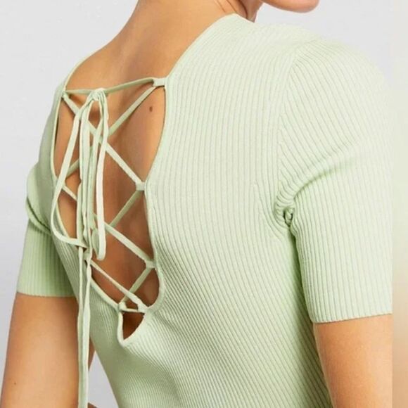 MAJE NWT Ribbed Tie Back Midi Dress Size Large - Picture 4 of 16